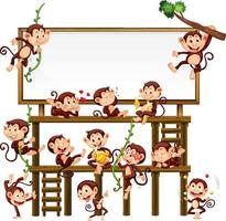 Little monkeys on park background vector