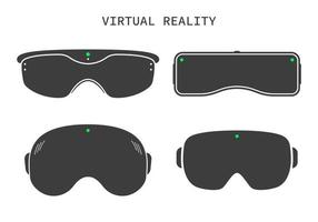 conjunto de icono plano de gafas vr. Dispositivo de gafas vr para juegos de computadora. casco de realidad virtual. vector