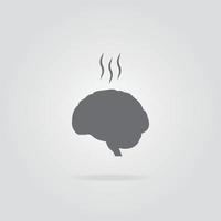 Fatigue brain flat icon on grey background. Chronic burnout syndrome. Exhausted brain. Vector