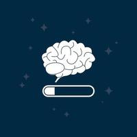 White tired brain on night blue background. Fatigue of brain concept. Low mind activity. Mental loading. Vector