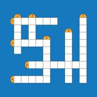 Empty crossword illustration. Crossword puzzle icon on blue background. Flat design. Vector
