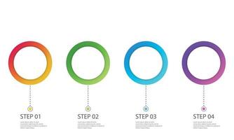 Blank circular infograph with 4 steps. Infographic template with 3D paper label. Vector