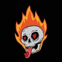 Ilustración de fuego de calavera impresa en camisetas, chaquetas, recuerdos o tatuajes vector gratuito