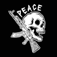 skull gun with the words peace, hand drawn illustrations. for the design of clothes, jackets, posters, stickers, souvenirs etc. vector