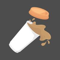 Spilled coffee, Vector flat design, Coffee cup take-away.