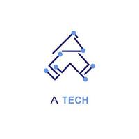 A letter tech logo symbol. Minimal modern alphabet font. Typography minimalist digital technology future creative logo font. Flat vector illustration. Simple letter a logo template.