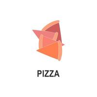 Logotipo de pizza simple para el empaque de la cafetería y el menú del restaurante. Logotipo de comida rápida con ilustración de vector de estilo plano moderno. Logotipo de rebanada de pizza para pizzería italiana con pizzería minimalista de estilo plano