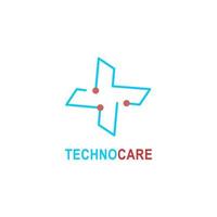 Healthcare technology logo. Suitable for your health care company. Medicine tech minimalist and flat stylish design vector logo sign. Medical techno care logo. Logotype for clinic, hospital or doctor.