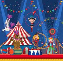 Circus animal and clown performance vector