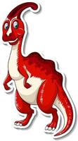 Parasaurolophus dinosaur cartoon character sticker vector