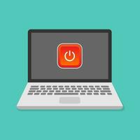 Laptop and power off vector illustration