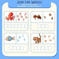 Spelling word game template vector