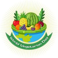 World Vegetarian Day logo with vegetable and fruit vector