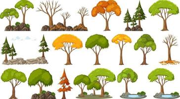 Set of four seasons trees on white background vector