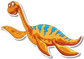 etiqueta engomada del personaje de dibujos animados del dinosaurio elasmosaurus vector