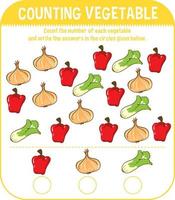 Math game template with counting vegetable vector