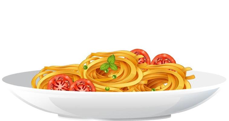 Spaghetti with tomato isolated