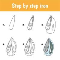 Easy educational game for kids. Simple level of difficulty. Gaming and education. Tutorial for drawing iron