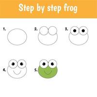 Step by step drawing frog for children
