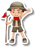 Boy wear safari outfit cartoon character sticker vector