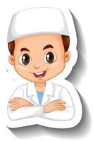 Muslim scientist boy cartoon character sticker vector