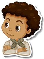 niño en traje de safari pegatina de personaje de dibujos animados vector