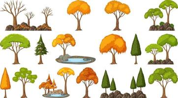 Set of four seasons trees on white background vector