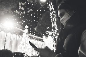 Woman text on xmas monochrome image photo