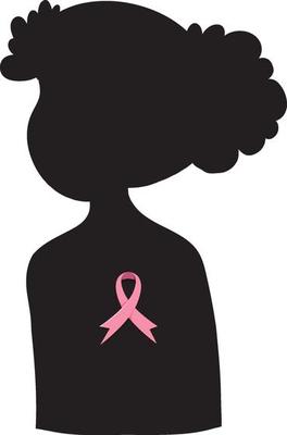 Woman silhouette with pink ribbon