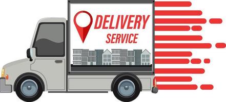 Delivery truck with delivery service banner vector