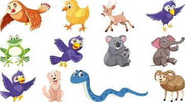 Set of isolated various animals vector