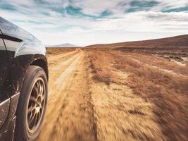 Jeep drives in VAshlovani national park road with stunning landscape photo