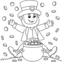 St. Patricks Day Leprechaun Throwing Gold Coloring Page for Kids vector