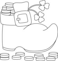 St. Patricks Day Shoe Coloring Page for Kids vector