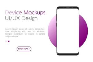 Smartphone mockup with blank screen. Frame less smartphone. Vector Illustration UI UX design for your business