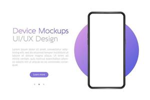 Smartphone mockup with blank screen. Frame less smartphone. Vector Illustration UI UX design for your business