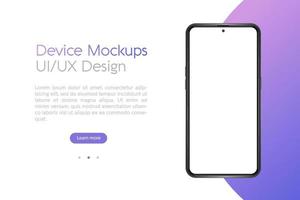 Smartphone mockup with blank screen. Frame less smartphone. Vector Illustration UI UX design for your business