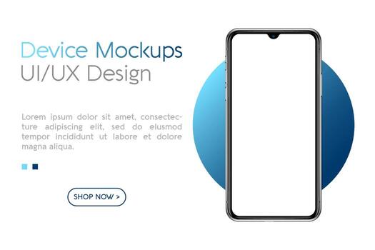 Smartphone mockup with blank screen. Frame less smartphone. Vector Illustration UI UX design for your business