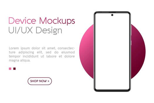 Smartphone mockup with blank screen. Frame less smartphone. Vector Illustration UI UX design for your business