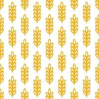 espigas de trigo icono vector granja sin fisuras de fondo. Ilustración de símbolo de grano entero de línea para negocios de panadería ecológica orgánica, agricultura, cerveza en blanco