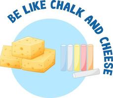 English idiom with picture description for be like chalk and cheese vector