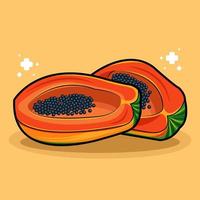 papaya, fruta, en, vector, ilustración, pro, descargar vector