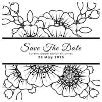 Save the date with mehndi flower. decoration in ethnic oriental, doodle ornament. vector