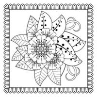 Mehndi flower for henna, mehndi, tattoo, decoration. Decorative ornament in ethnic oriental style, doodle ornament, outline hand draw. Coloring book page. vector