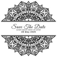 Save the date with mehndi flower. decoration in ethnic oriental, doodle ornament. vector