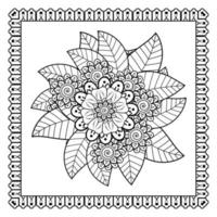 Mehndi flower for henna, mehndi, tattoo, decoration. Decorative ornament in ethnic oriental style, doodle ornament, outline hand draw. Coloring book page. vector