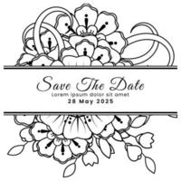 Save the date with mehndi flower. decoration in ethnic oriental, doodle ornament. vector