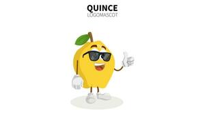 Cartoon quince fruit mascot, vector illustration of a cute quince fruit character mascot