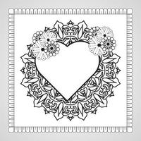 Hand drawn heart with mandala. decoration in ethnic oriental  doodle ornament. vector