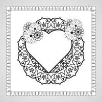 Hand drawn heart with mandala. decoration in ethnic oriental  doodle ornament. vector